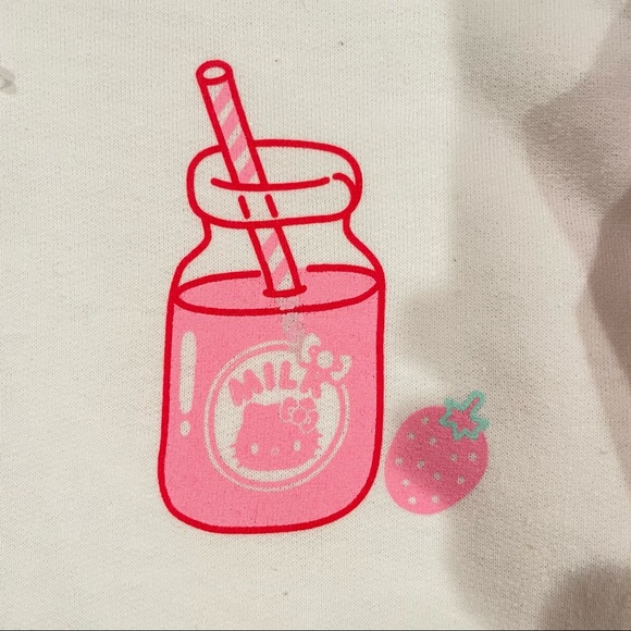 White Hello Kitty Strawberry Milk Hoodie - Picture 2 of 7